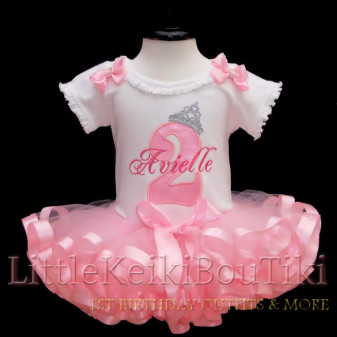 Princess Birthday Tutu Outfit in pink and silver