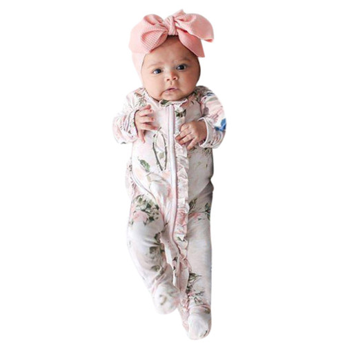 Footed Romper with headband  girl