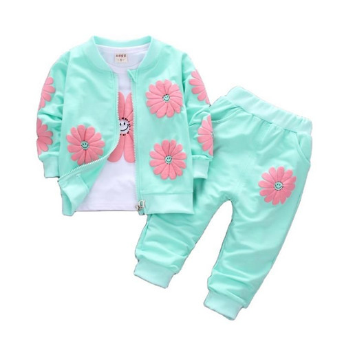 Girls Pure Cotton Three-piece set with jacket