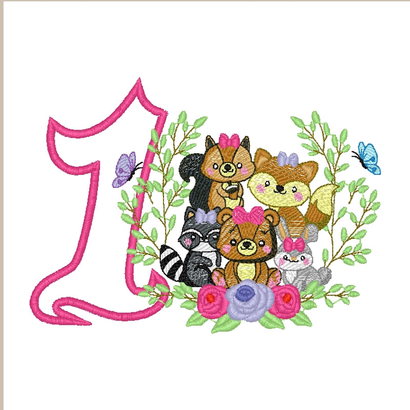 woodland creatures 1st birthday design