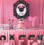 Minnie Mouse Outfit First Birthday- party cake table