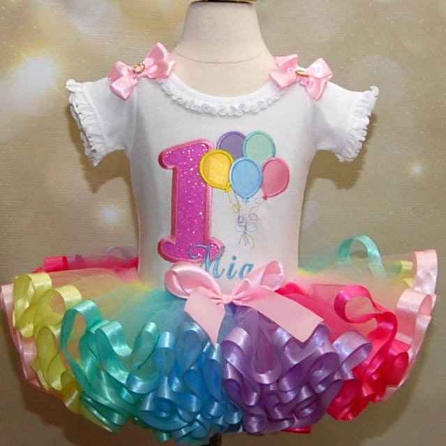 pastel rainbow first birthday outfit