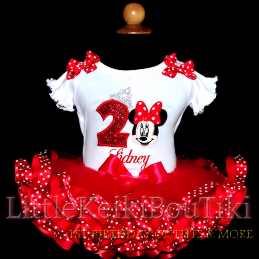 Minnie Mouse first Birthday Outfit red, minnie mouse tutu, ribbon trim tutu dress, personalized birthday shirt, minnie mouse party, red tutu, bloomers