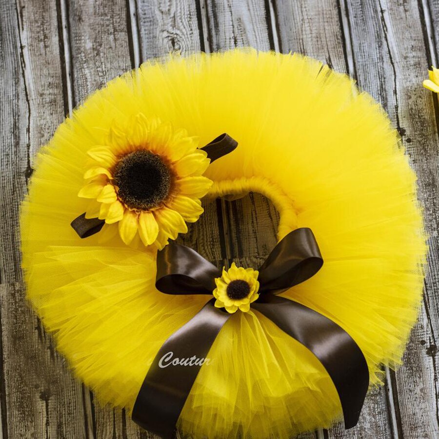 Fluffy Sunflower Tutu Set Baby Yellow 