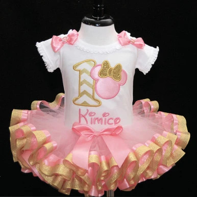 pink and gold minnie mouse dress Pink and Gold Minnie Mouse Polka dot Dress with Tutu LoverDovers
