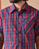 W10 Short Sleeve Madras Shirt- Navy / Red-6