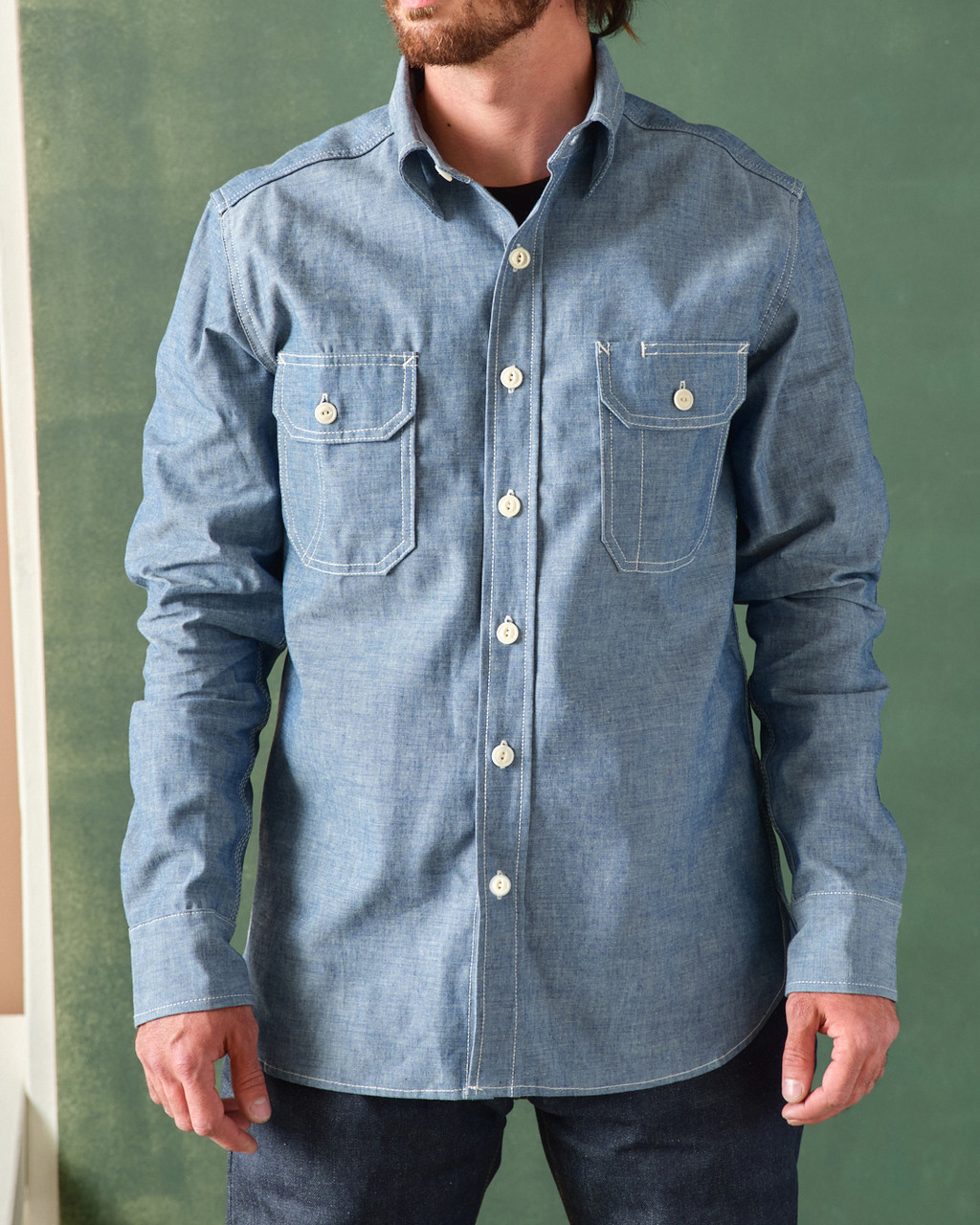 トップス COOTIE / Chambray Work Cutoff L/S Shirt CLAMPDOWN CHAMBRAY WORK SHIRT - Tellason.com
