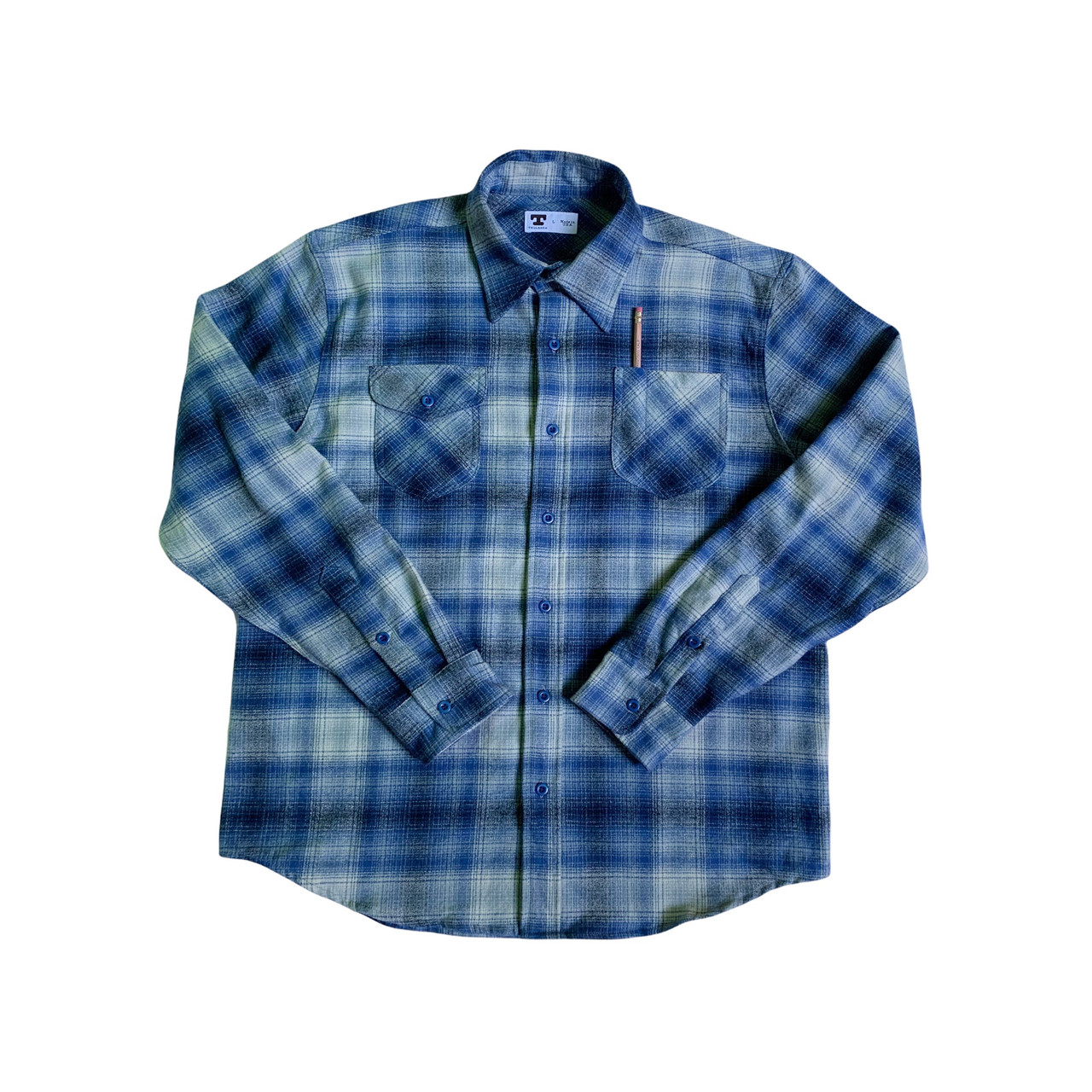 Grey & Blue Plaid Flannel Shirt