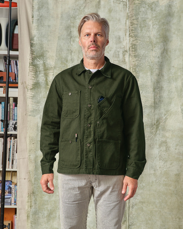 COVERALL JACKET Garment Dyed Green - Tellson.com