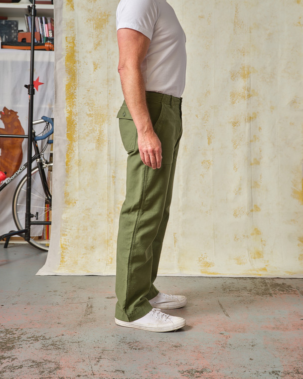 FATIGUE PANT Olive Sateen Straight Leg