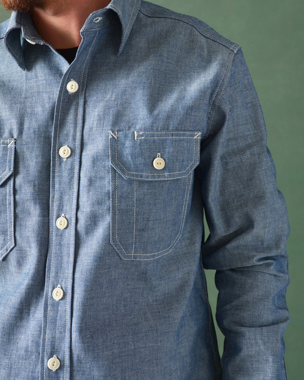 CLAMPDOWN CHAMBRAY WORK SHIRT - Tellason.com