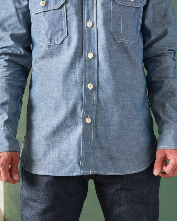 CLAMPDOWN CHAMBRAY WORK SHIRT - Tellason.com