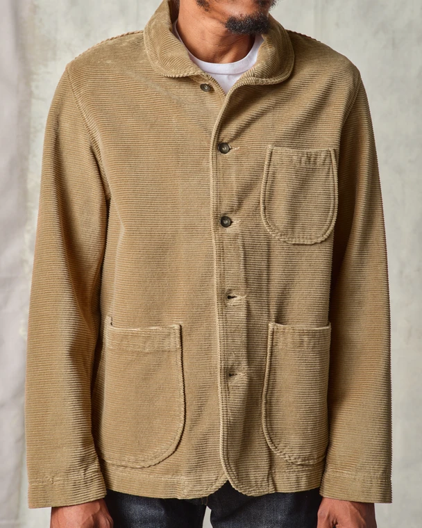 Shawl Collar Cord Jacket Taupe