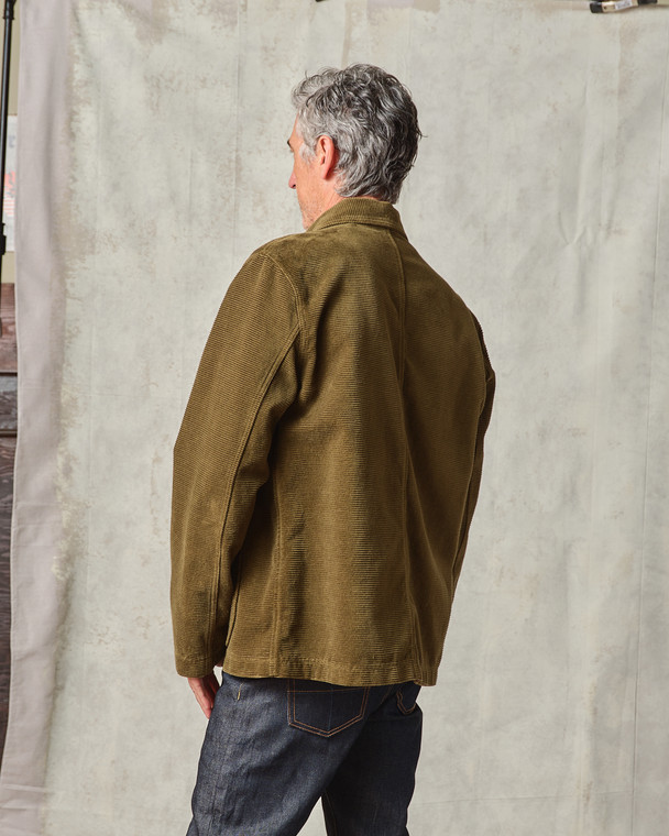 Shawl Collar Cord Jacket Olive - Tellason