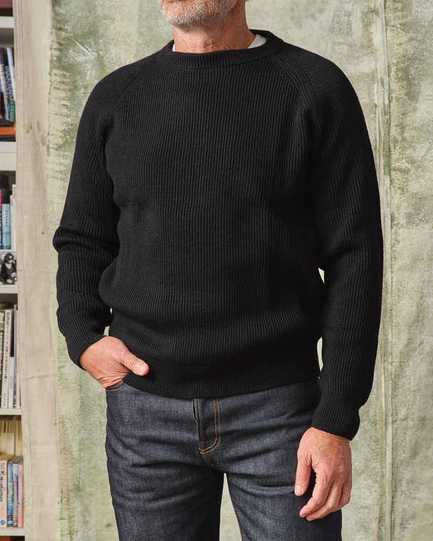 Wool Crewneck Sweater (Black)