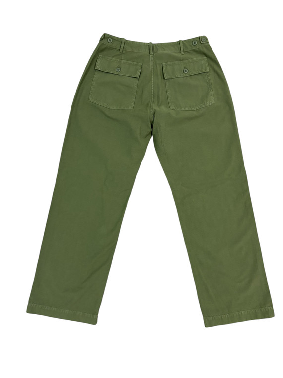Fatigue Pant - Olive Sateen Straight Wide Leg - Tellason