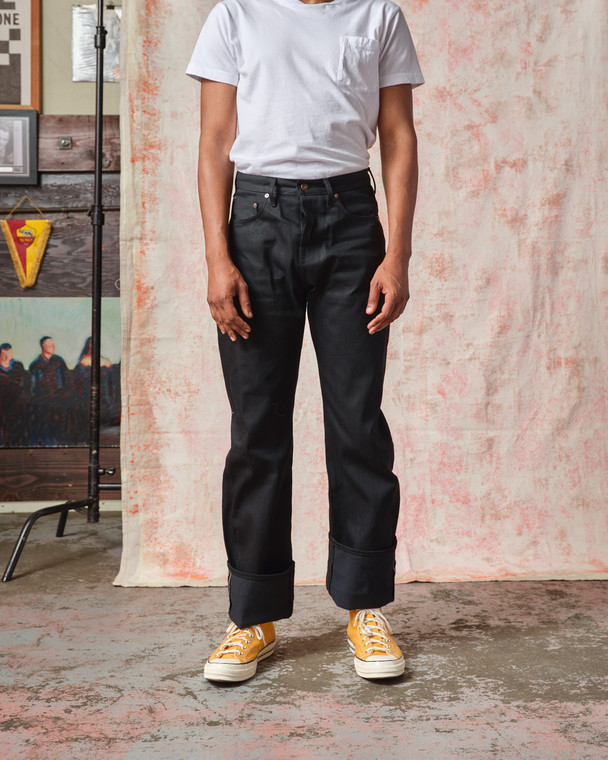 Fredy Wide Leg Selvedge Jeans Black 13.5 oz ~ Tellason