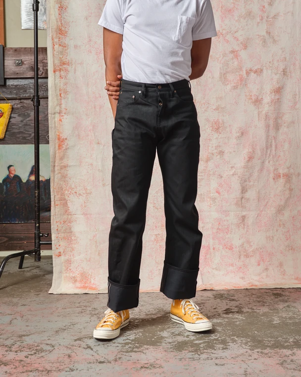 Fredy - Wide Leg Selvedge Jeans (Black) - 13.5 oz.