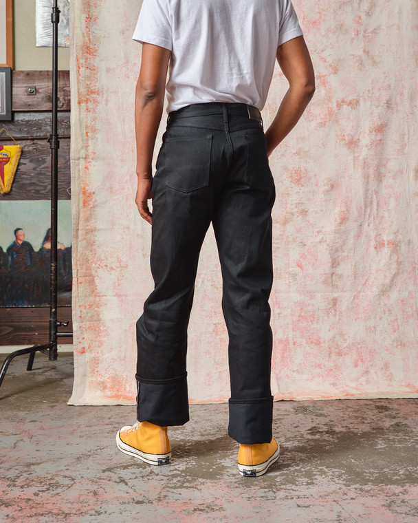 Fredy Wide Leg Selvedge Jeans Black 13.5 oz ~ Tellason