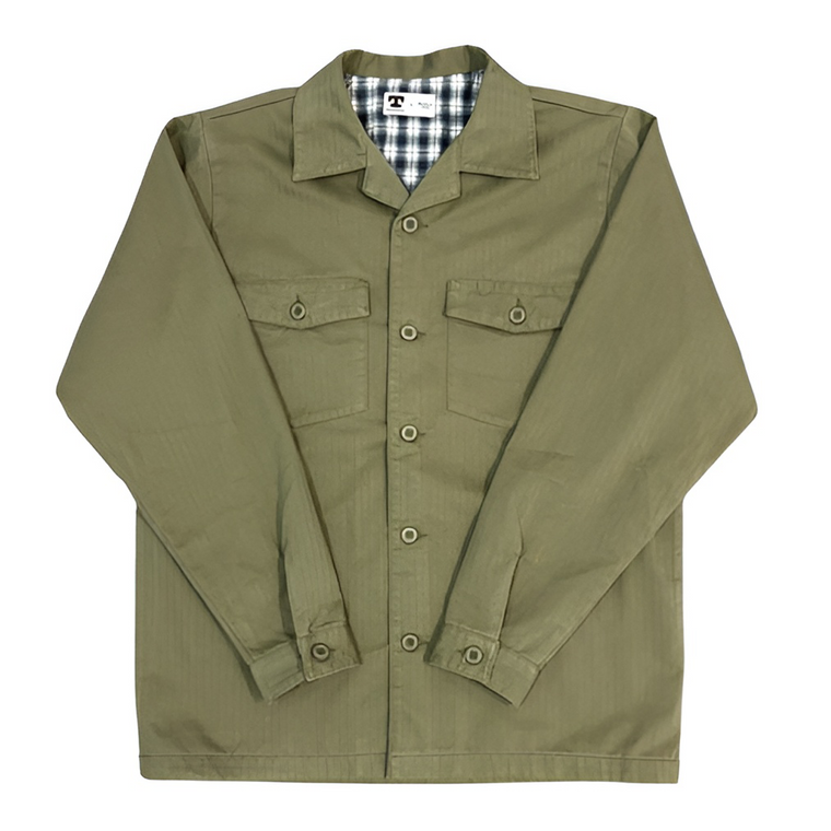 Paul Herringbone Fatigue Jacket- Olive