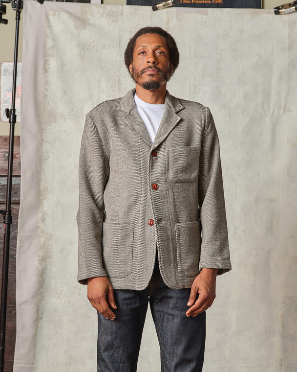 ボーダーズアットバルコニー WOOL HERRINGBONE DRESS 36 Herringbone Work Blazer - Tellason