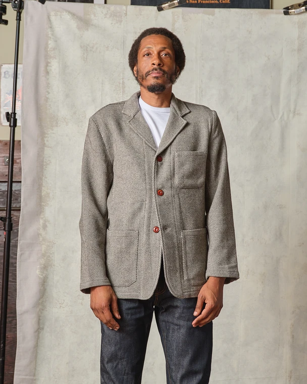 Herringbone Work Blazer - Tellason