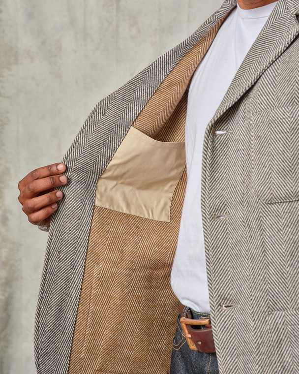 Herringbone Work Blazer - Tellason