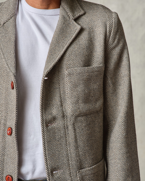Herringbone Work Blazer - Tellason