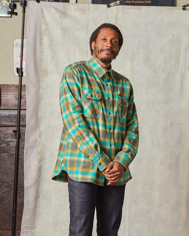 Clampdown Turquoise Plaid Flannel Shirt - Tellason