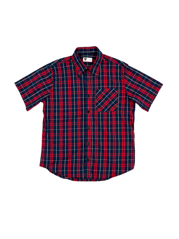 W10 Short Sleeve Madras Shirt- Navy / Red