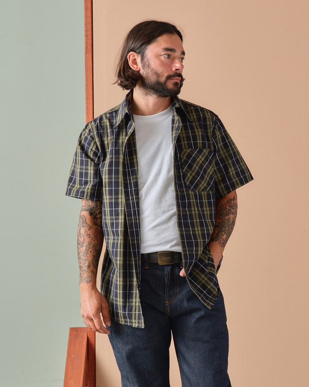 W10 Short Sleeve Madras Shirt- Black / Olive