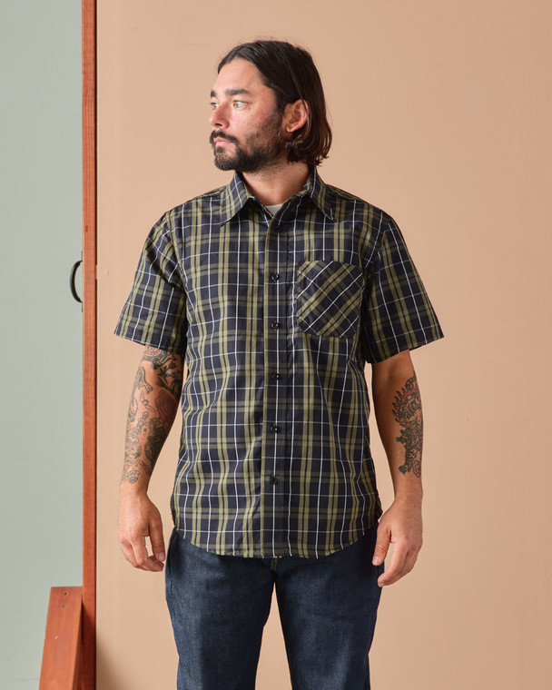W10 Short Sleeve Madras Shirt- Black / Olive