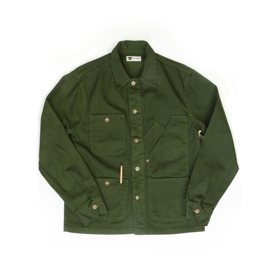 COVERALL JACKET Garment Dyed Green - Tellson.com