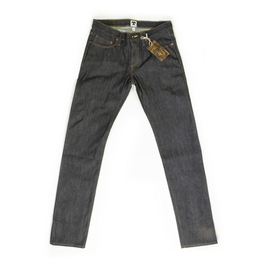 Slim Tapered Organic Selvedge Raw Denim Jeans - Black - Hawksmill Denim Co