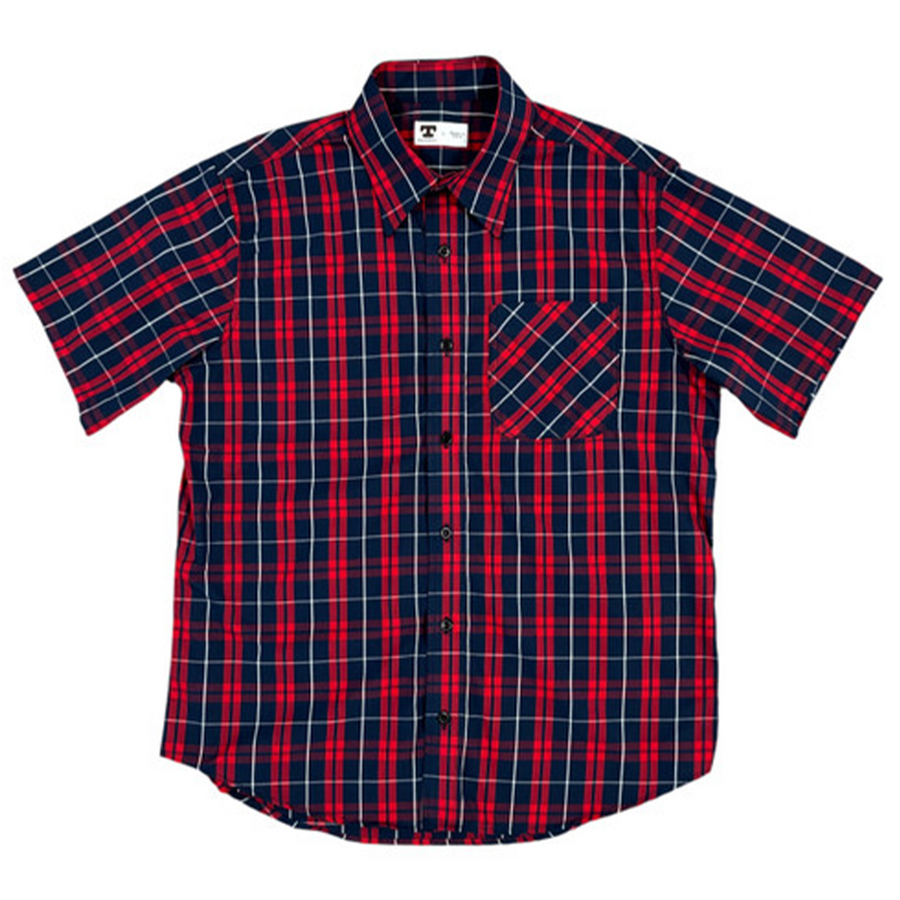 W10 Short Sleeve Madras Shirt- Navy / Red