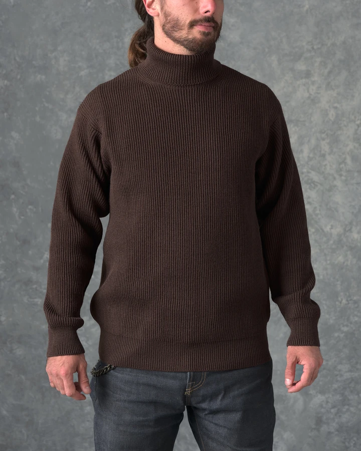 Wool Turtleneck Sweater (Brown)