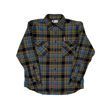 CLAMPDOWN BLU/GLD Plaid Flannel - Tellason.com