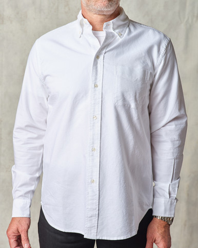 button-down dress shirt in white oxford reviews Men's Casual Button Down Classic Cotton Small fresh white Made-in-USA White Oxford Cloth Button