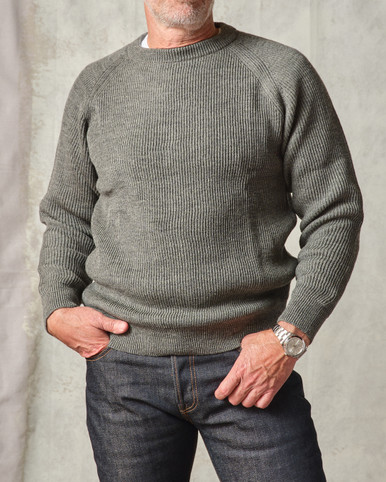 Wool Crewneck Sweater (Grey) - Tellason