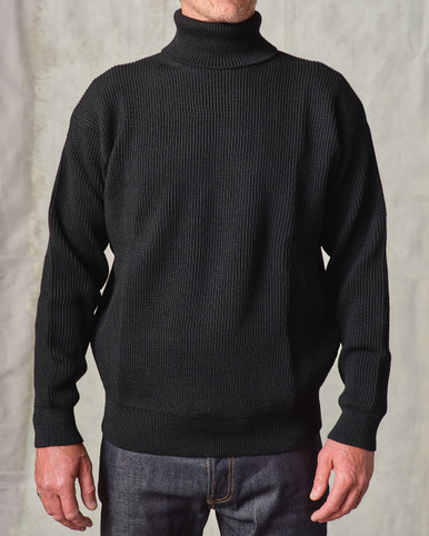 Wool Turtleneck Sweater (Black) - Tellason
