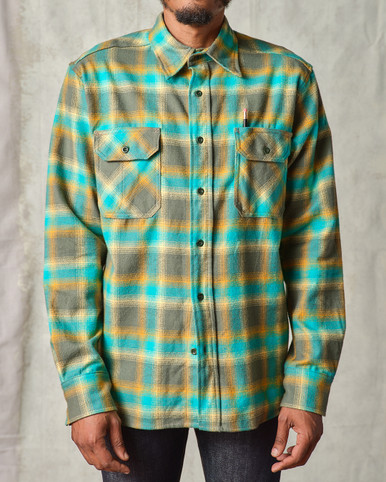 Clampdown Turquoise Plaid Flannel Shirt - Tellason