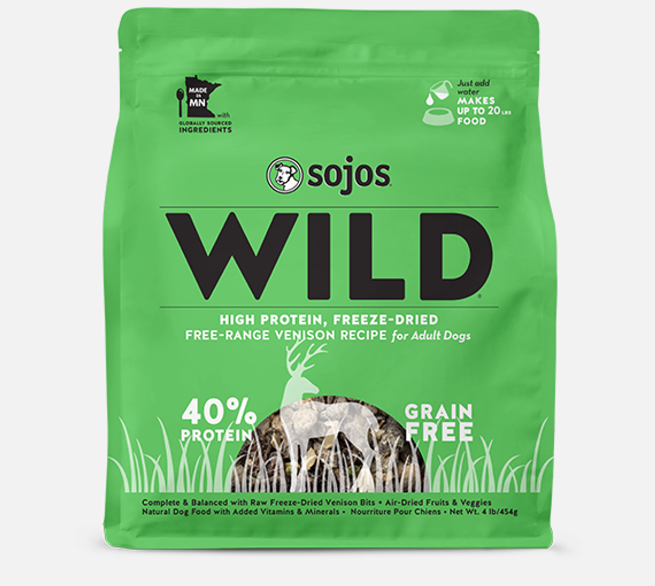 Sojos Wild Free Range Venison Recipe Freeze Dried Dog Food Meat