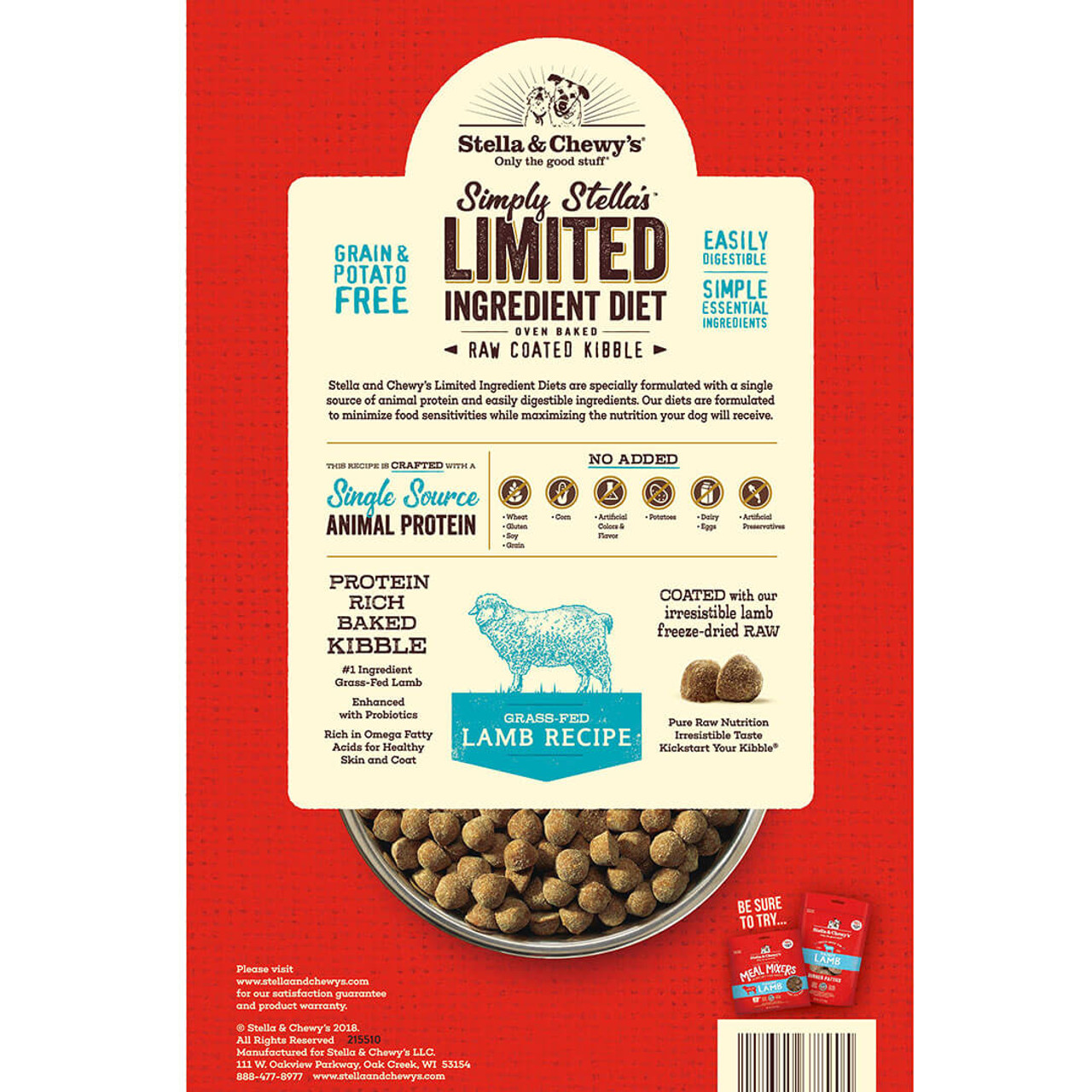 Stella And Chewys Limited Ingredient Cage Free Lamb Raw Coated