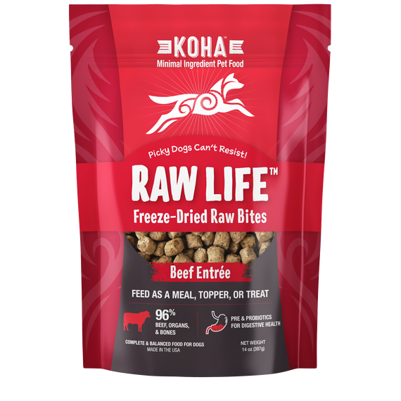 Raw Life Freeze-Dried Raw Bites Beef Entrée for Dogs 14oz Bag