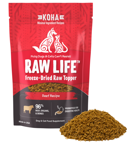 Raw Life Freeze-Dried Raw Topper Beef Recipe for Dogs and Cats 8oz Bag