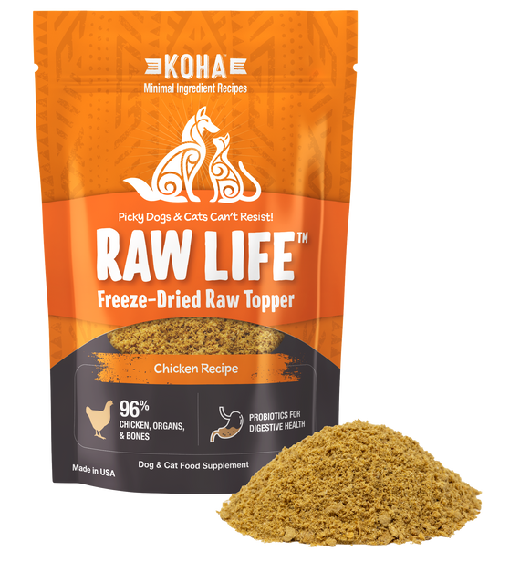Raw Life Freeze-Dried Raw Topper Chicken Recipe for Dogs and Cats 8oz Bag