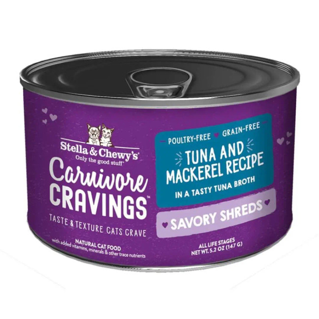 Stella & Chewy's Carnivore Cravings Savory Shreds Tuna & Mackerel Recipe 5.2oz