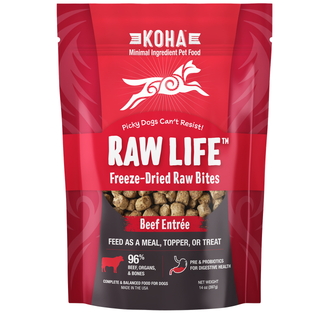 Raw Life Freeze-Dried Raw Bites Beef Entrée for Dogs 14oz Bag