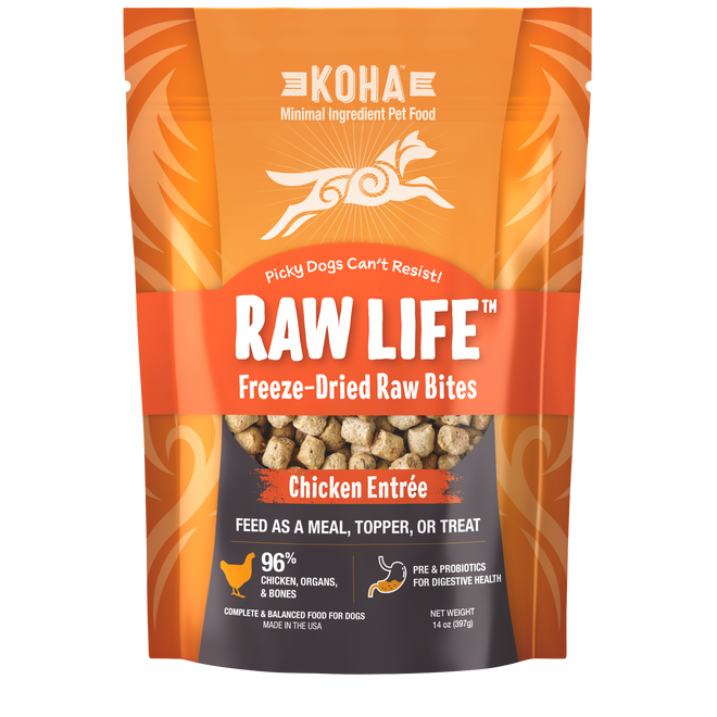 Raw Life Freeze-Dried Raw Bites Chicken Entrée for Dogs 14oz Bag