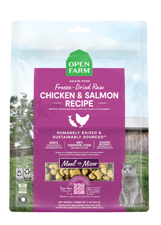 Open Farm Salmon & Chicken Freeze Dried Raw Cat Food 9oz